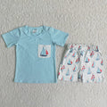 Seaside Sailboat Pocket Short Set