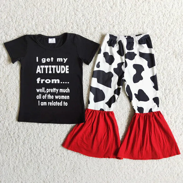 Attitude Like Mama Cow Bell Bottom Set