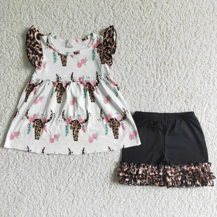 Wild Rose Longhorn Tunic & Ruffle Short Set
