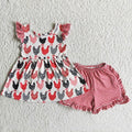 Farmhouse Chicken Ruffle Short Set