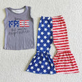 Born Free... But Now I'm Expensive Patriotic Bell Bottom Outfit Set