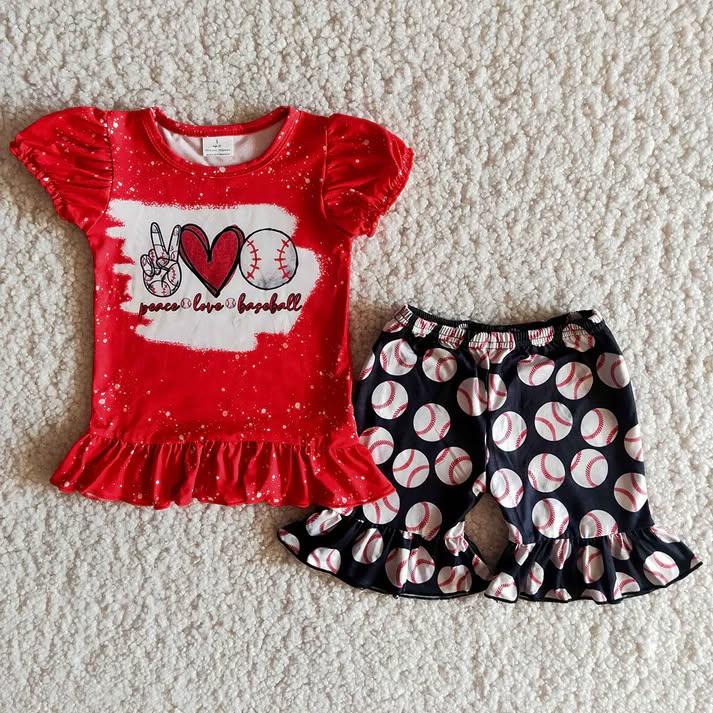 ⚾ Peace, Love & Baseball Boutique 2-Piece Outfit Set