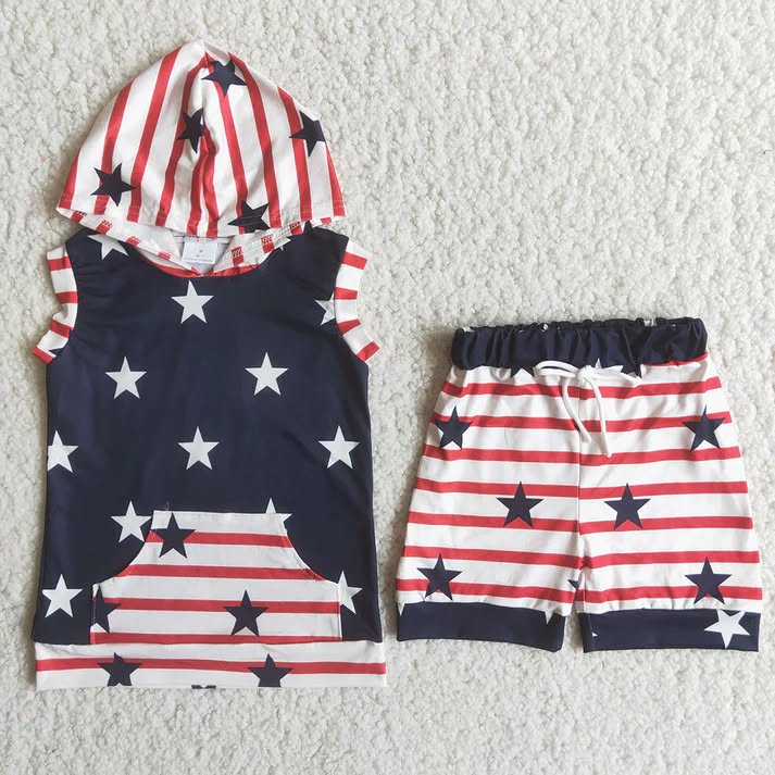 All-American Hooded Stars & Stripes 2-Piece Outfit Set
