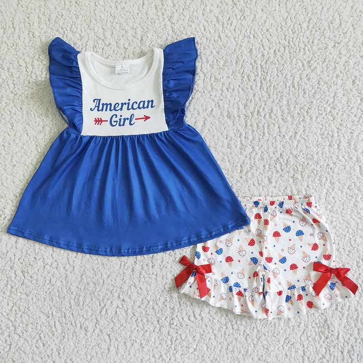American Girl Patriotic Ruffle 2-Piece Boutique Outfit Set