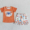 Orange Construction Crew Ruffle Short Set