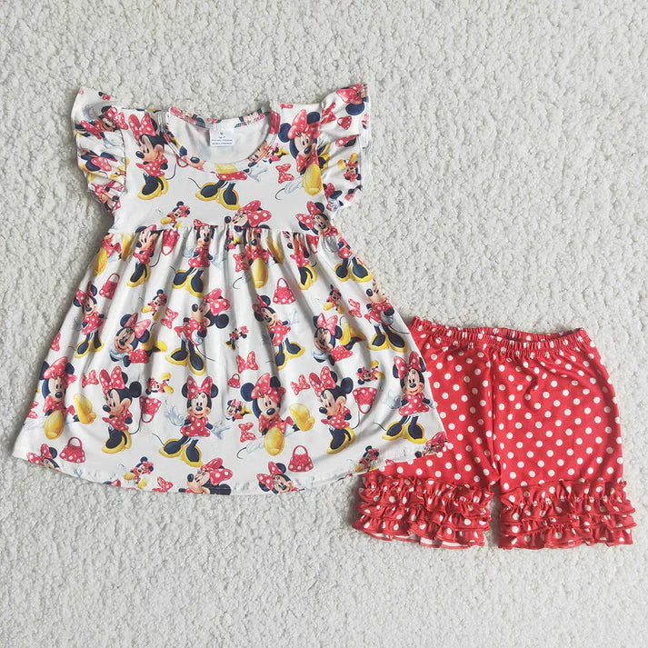 Minnie Mouse Flutter Dress & Polka Dot Ruffle Short Set